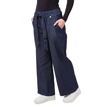 Pantalone blu scuro con nastro in vita Swish Jeans, Abbigliamento Donna, SKU c813000094, Immagine 0